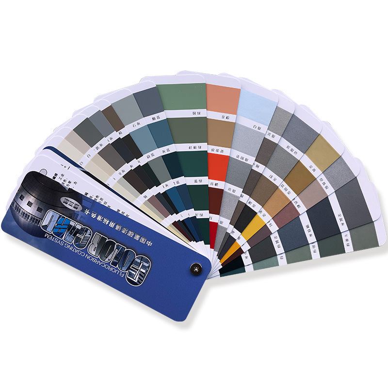 Custom Fluorocarbon Paint Color Deck, Professional Architectural Coating Swatch Cards, and Fan-Out Color Guides with Metal Ring Binding and Brand Logo for Industrial and Building Finishes