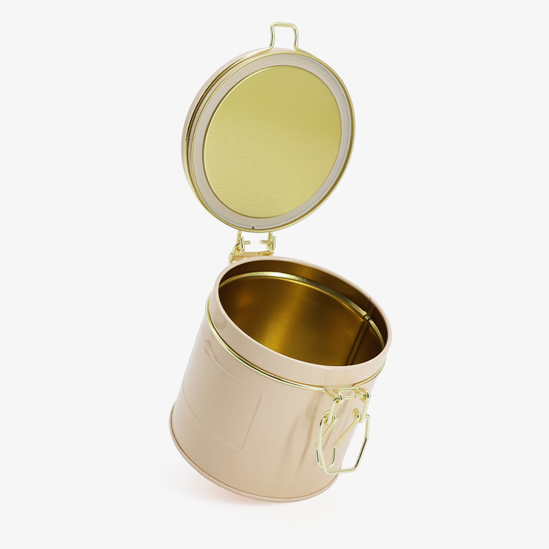 Custom Airtight Latch Tin Can, Round Metal Gift Box, Coffee Bean and Candy Tin Container