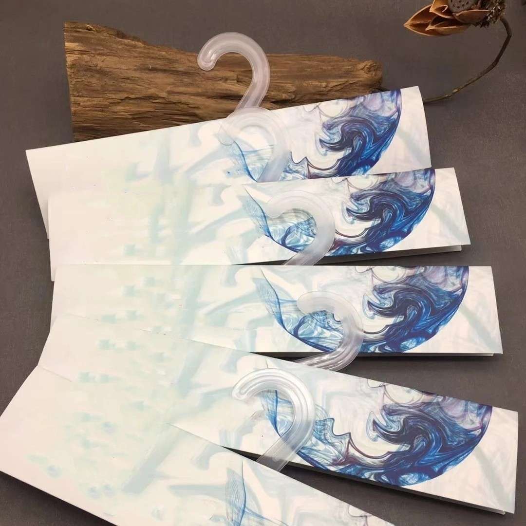 Custom Textile Fabric Sample Books, Personalized Swatch Cards and Hanger Displays with Watercolor Marble Print and Brand Logo for Garment and Upholstery Materials