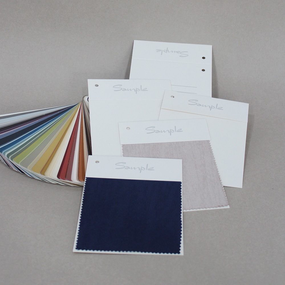 Custom Fabric Fold-Over Sample Card, Waterfall Textile Swatch Board, and Double-Fold Curtain & Leather Display Card for Material Presentation