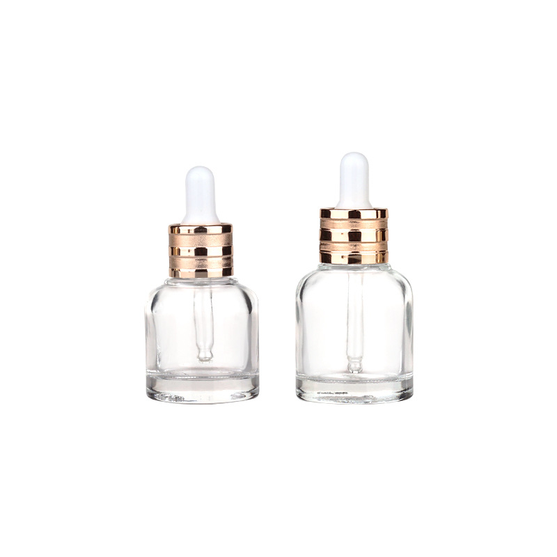 Glass Dropper Bottle, Essential Oil and Serum Dispensing Bottle, Cosmetic Packaging Container with Gold Collar and Pipette